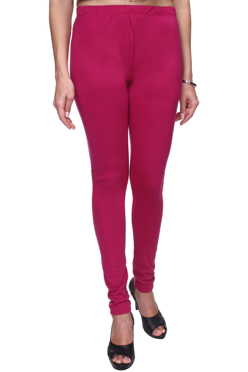 TRASA Women's Cotton Churidar Leggings Dark Pink