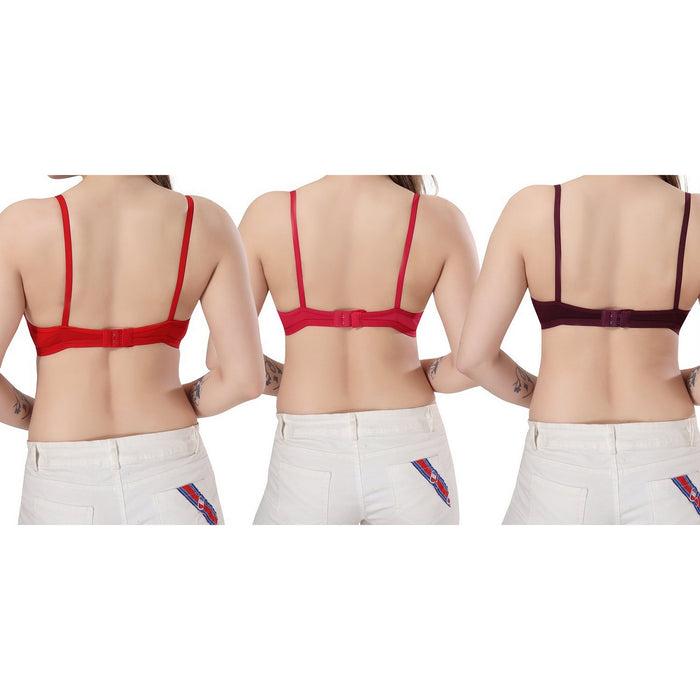 TRASA Women's & Girl's Bra (Pack of 3), Color - Red, Pink, Purple