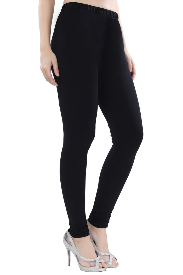 TRASA Women's Cotton 4 Way Stretchable Slim Fit Churidar Leggings - Black