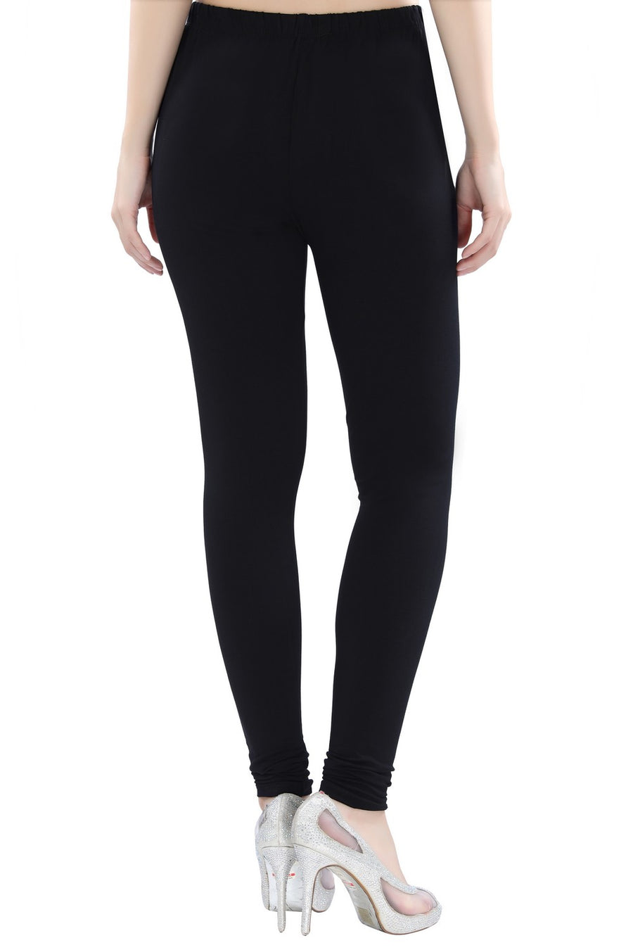 TRASA Women's Cotton 4 Way Stretchable Slim Fit Churidar Leggings - Black