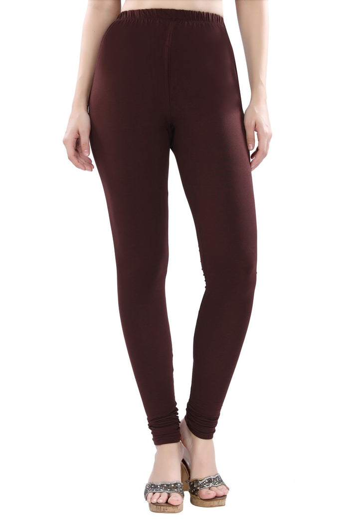 TRASA Women's Cotton 4 Way Stretchable Slim Fit Churidar Leggings - Brown