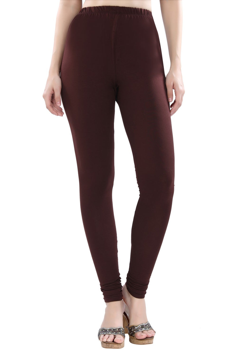 TRASA Women's Cotton 4 Way Stretchable Slim Fit Churidar Leggings - Brown