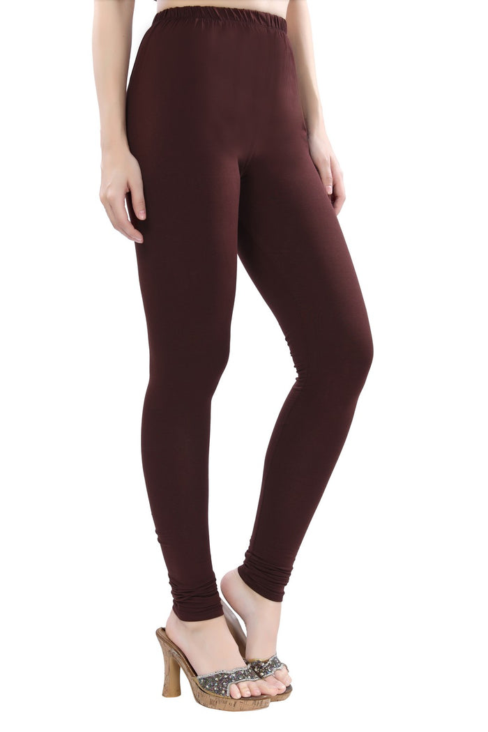 TRASA Women's Cotton 4 Way Stretchable Slim Fit Churidar Leggings - Brown