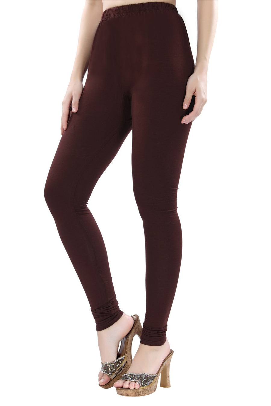TRASA Women's Cotton 4 Way Stretchable Slim Fit Churidar Leggings - Brown