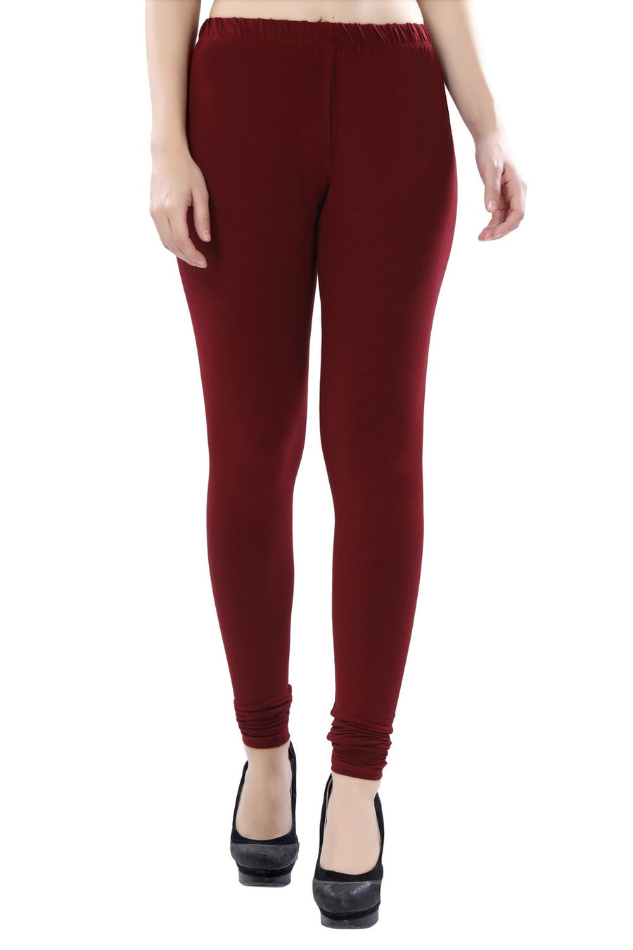 TRASA Women's Cotton 4 Way Stretchable Slim Fit Churidar Leggings - Maroon
