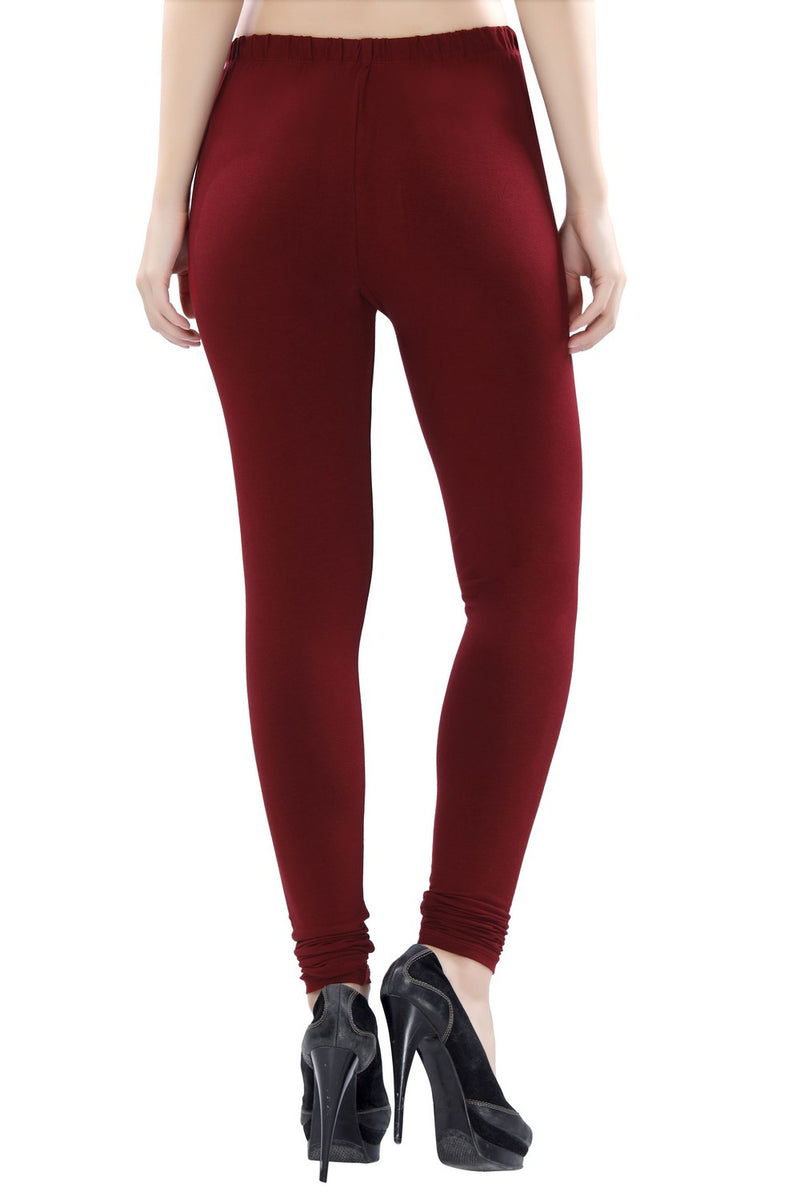 TRASA Women's Cotton 4 Way Stretchable Slim Fit Churidar Leggings - Maroon