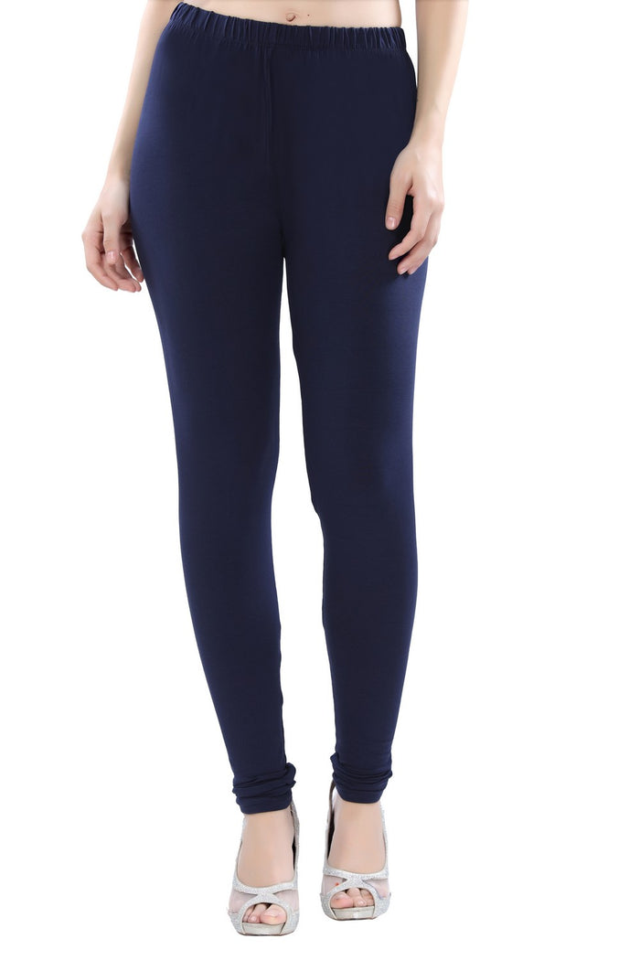 TRASA Women's Cotton 4 Way Stretchable Slim Fit Churidar Leggings - Navy Blue