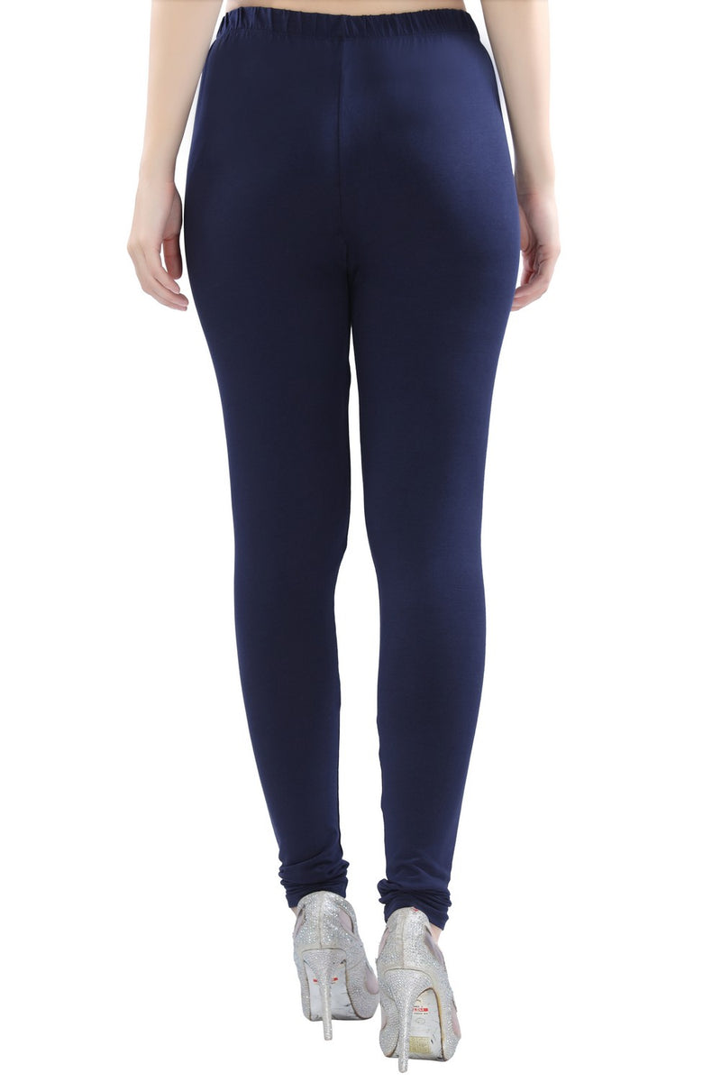 TRASA Women's Cotton 4 Way Stretchable Slim Fit Churidar Leggings - Navy Blue