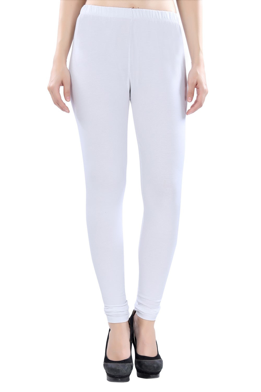 TRASA Women's Cotton 4 Way Stretchable Slim Fit Churidar Leggings - White