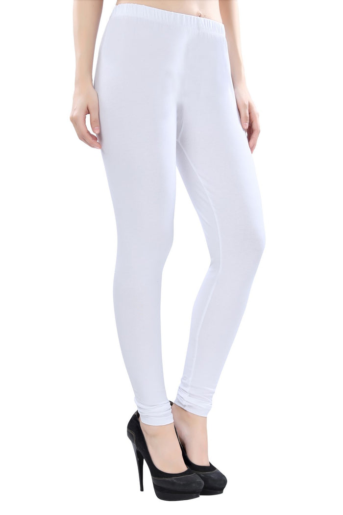 TRASA Women's Cotton 4 Way Stretchable Slim Fit Churidar Leggings - Off-White