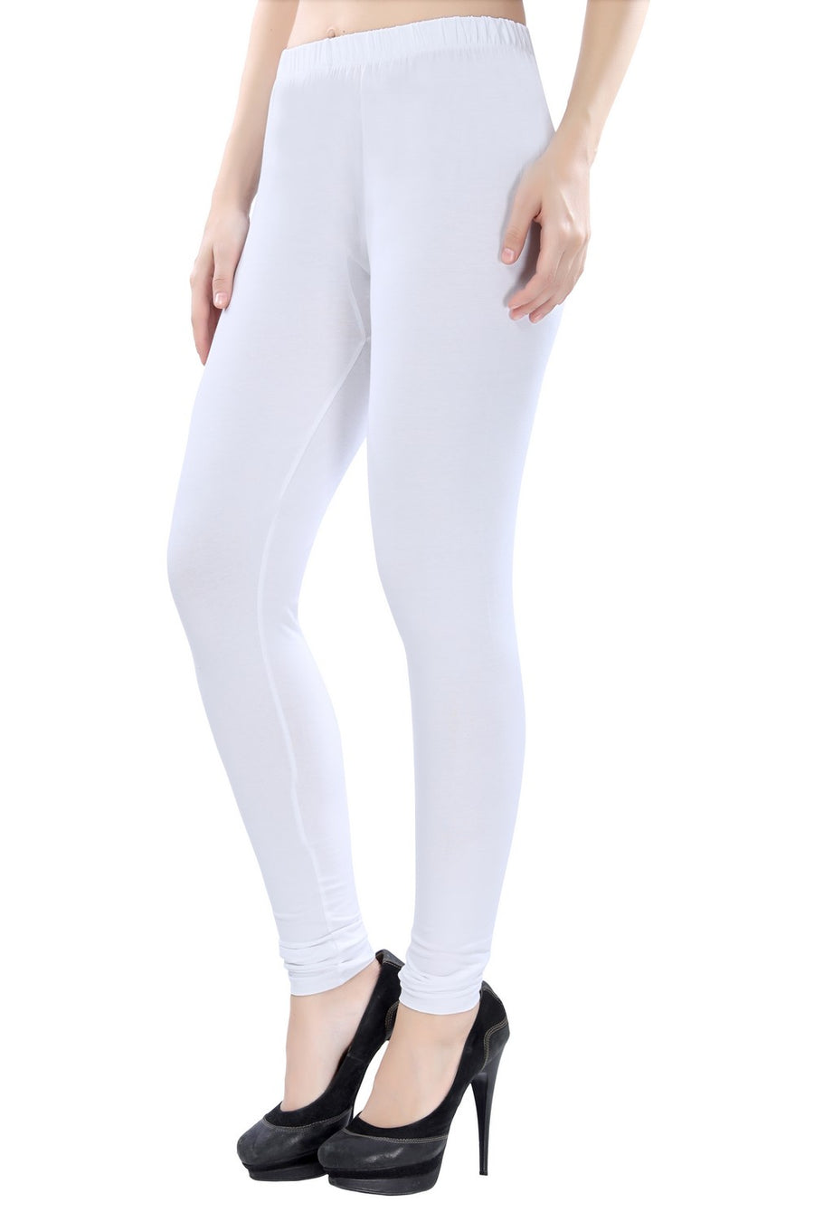 TRASA Women's Cotton 4 Way Stretchable Slim Fit Churidar Leggings - Off-White