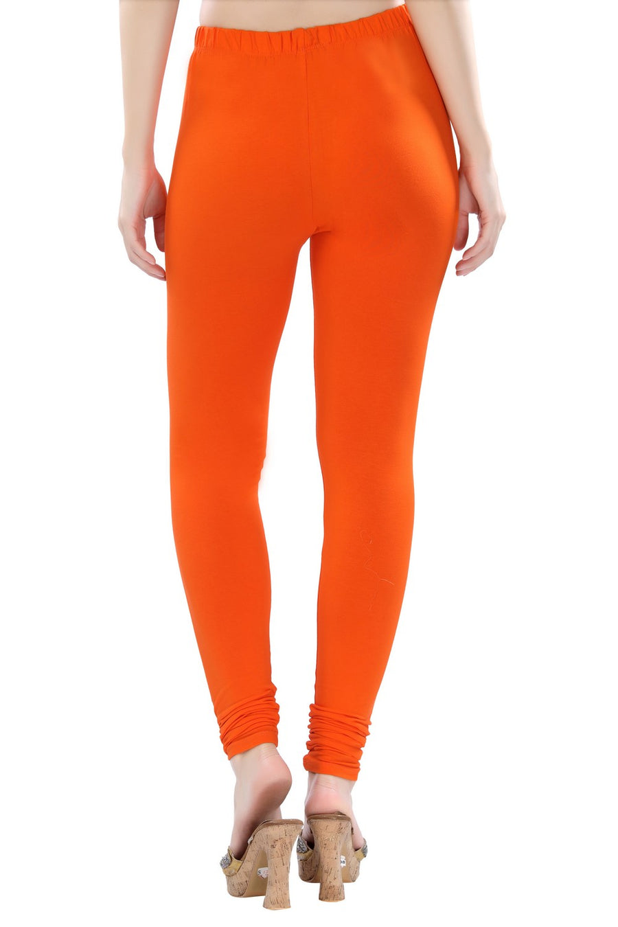 TRASA Women's Cotton 4 Way Stretchable Slim Fit Churidar Leggings - Orange