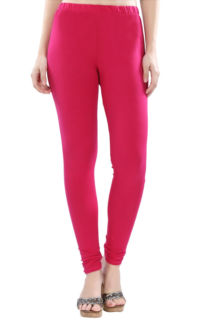 TRASA Women's Cotton 4 Way Stretchable Slim Fit Churidar Leggings - Pink