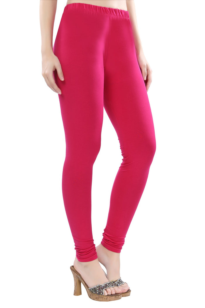 TRASA Women's Cotton 4 Way Stretchable Slim Fit Churidar Leggings - Pink