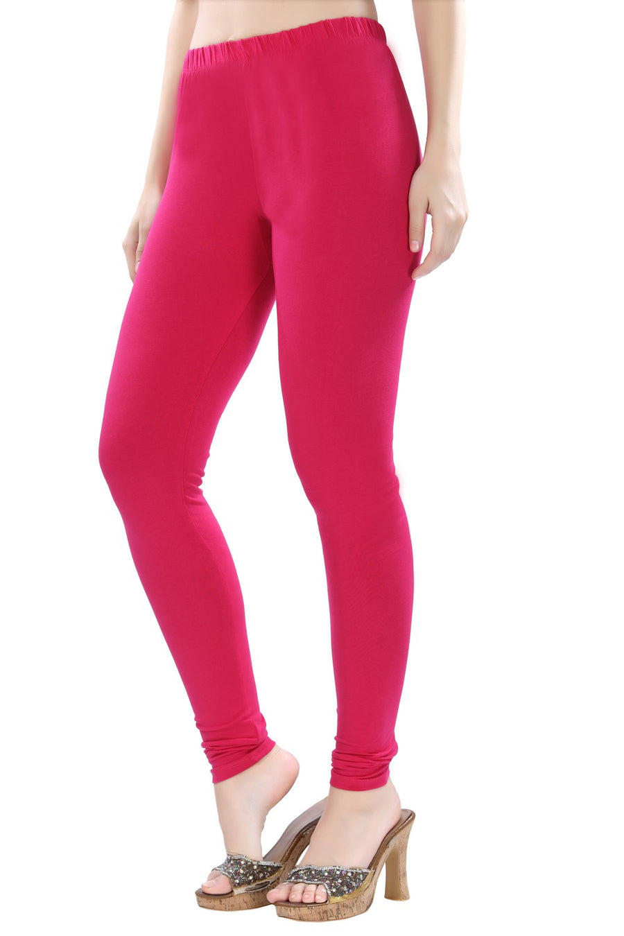 TRASA Women's Cotton 4 Way Stretchable Slim Fit Churidar Leggings - Pink