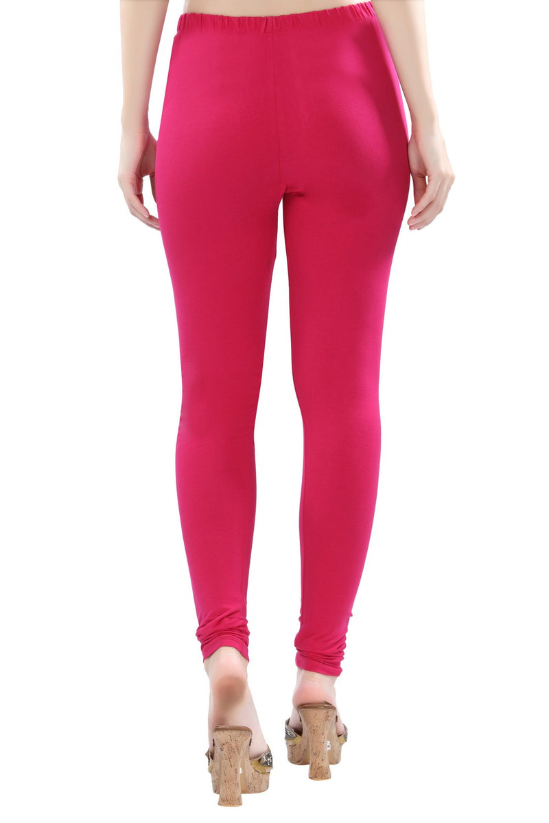 TRASA Women's Cotton 4 Way Stretchable Slim Fit Churidar Leggings - Pink