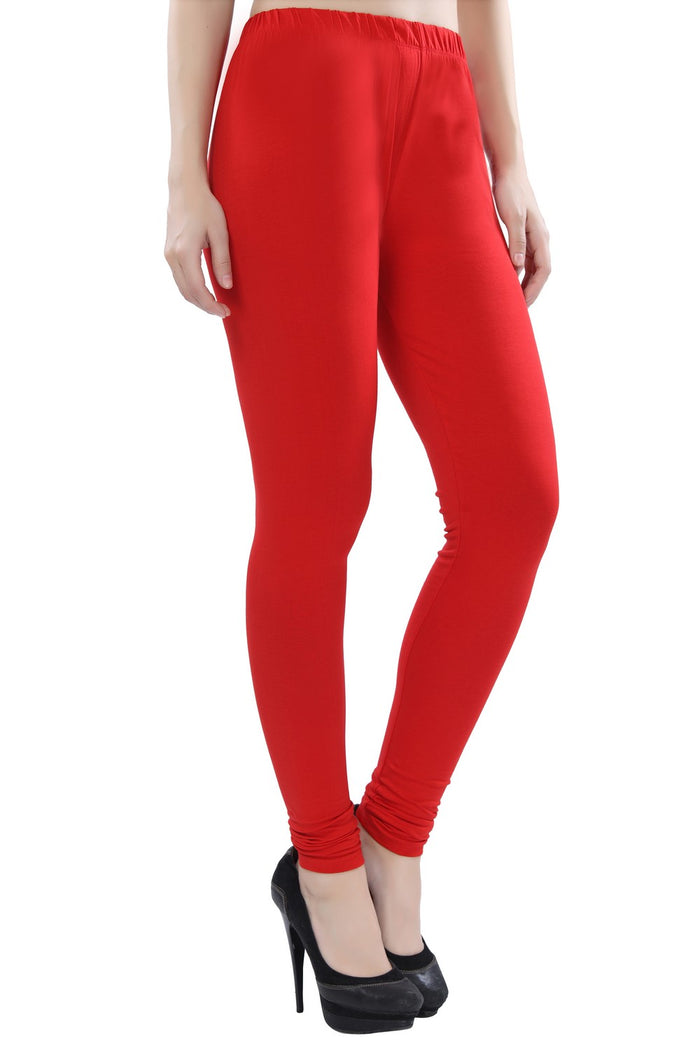 TRASA Women's Cotton 4 Way Stretchable Slim Fit Churidar Leggings - Red