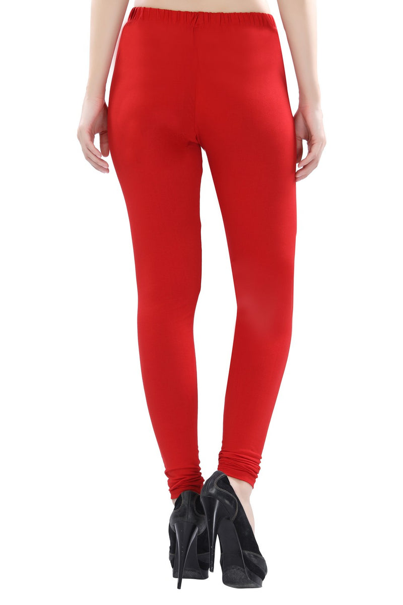 TRASA Women's Cotton 4 Way Stretchable Slim Fit Churidar Leggings - Red