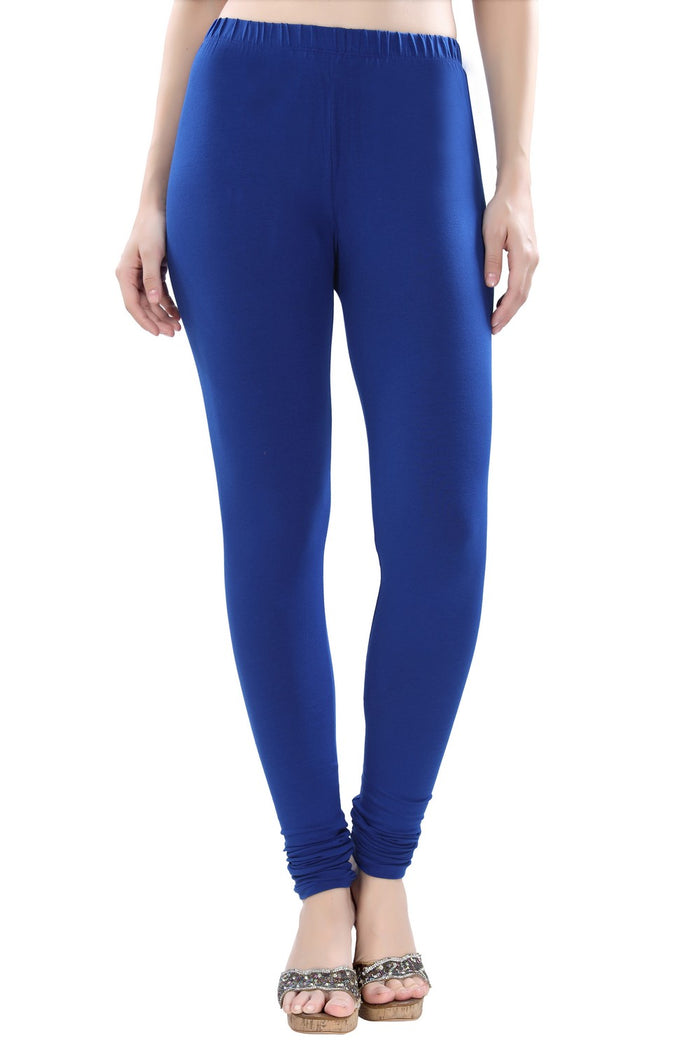 TRASA Women's Cotton 4 Way Stretchable Slim Fit Churidar Leggings - Royal Blue