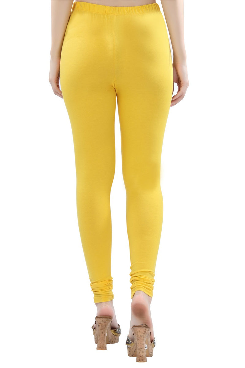 TRASA Women's Cotton 4 Way Stretchable Slim Fit Churidar Leggings - Yellow
