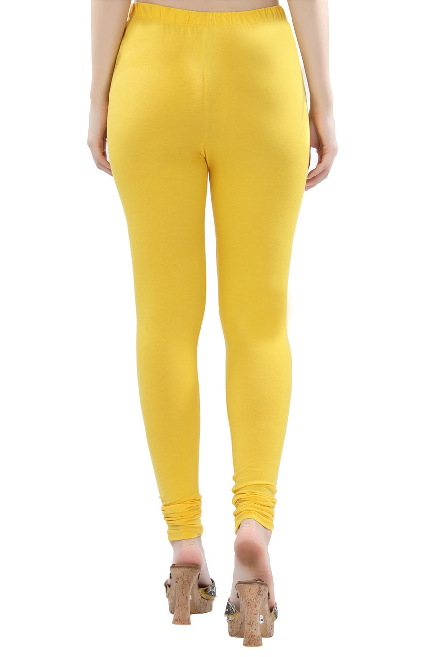 TRASA Women's Cotton 4 Way Stretchable Slim Fit Churidar Leggings - Yellow