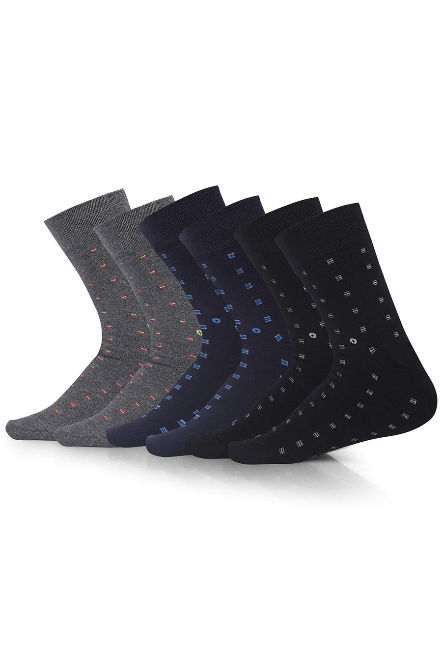 TRASA Men's Cotton Calf Socks, Pack of 3 - (Multicolored), Free Size