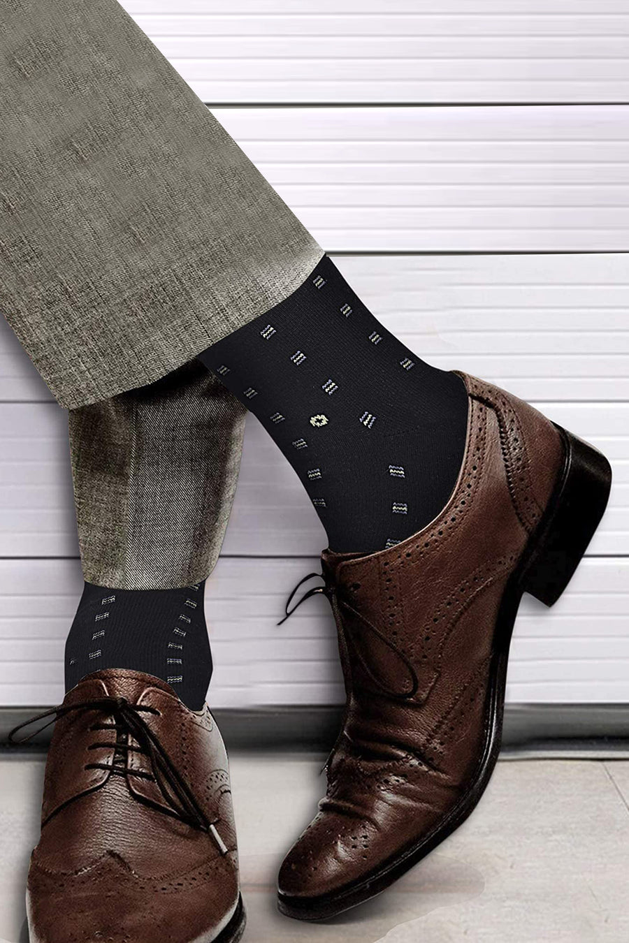 TRASA Men's Cotton Calf Socks, Pack of 3 - (Multicolored), Free Size