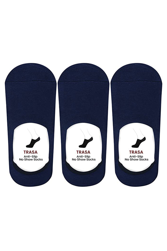 Trasa Men's No-Show Loafer Socks - Pack of 3 - Blue