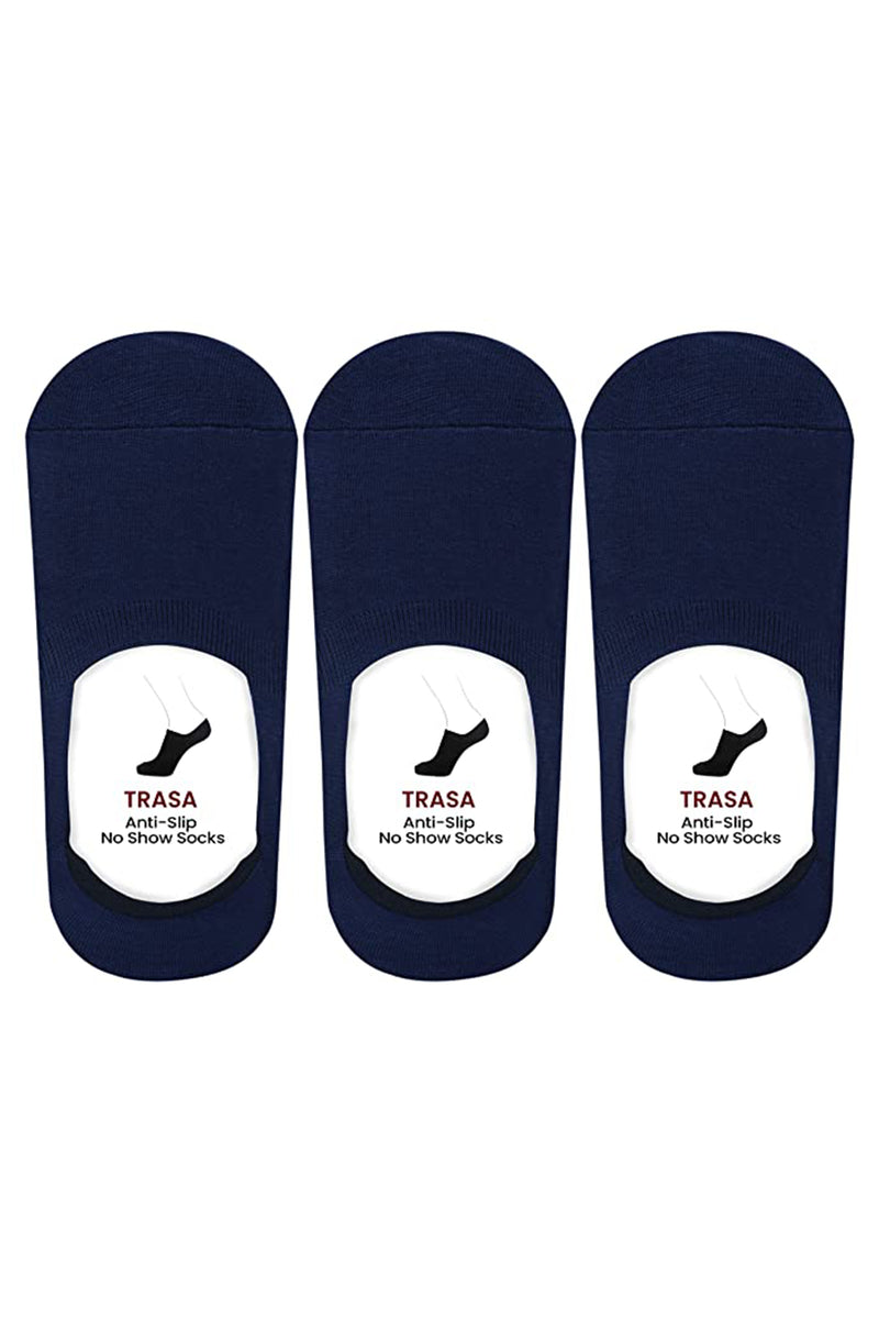 Trasa Men's No-Show Loafer Socks - Pack of 3 - Blue