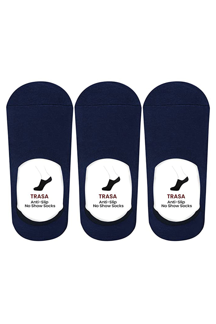 Trasa Men's No-Show Loafer Socks - Pack of 3 - Blue