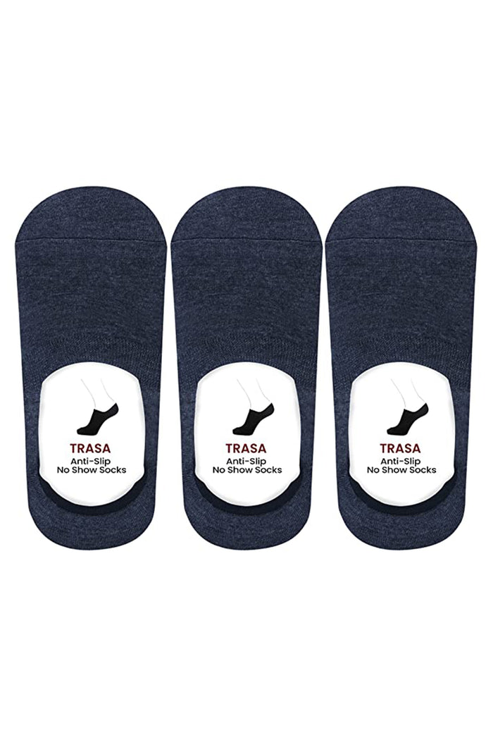 Trasa Men's No-Show Loafer Socks - Pack of 3 - Dark Grey