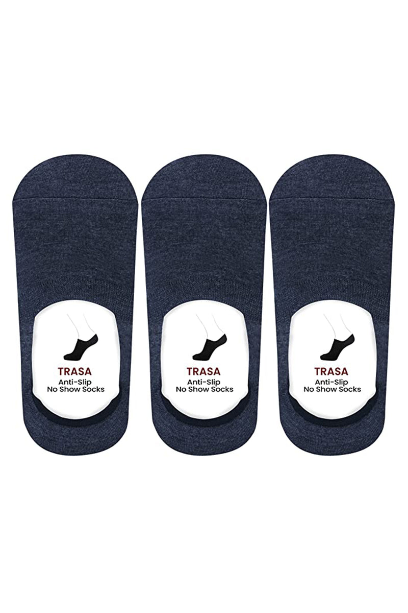 Trasa Men's No-Show Loafer Socks - Pack of 3 - Dark Grey