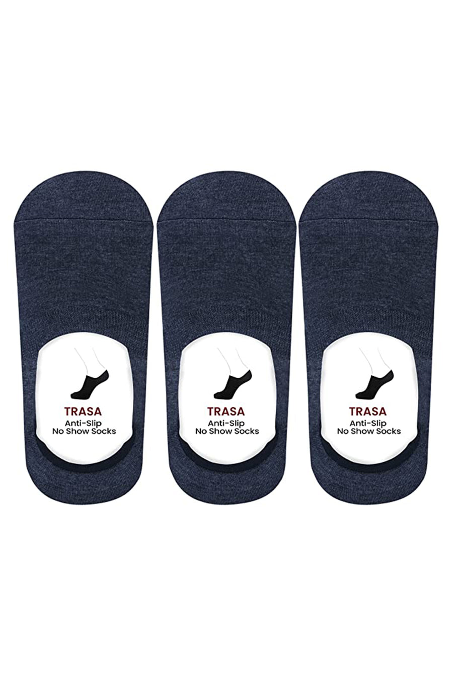 Trasa Men's No-Show Loafer Socks - Pack of 3 - Dark Grey
