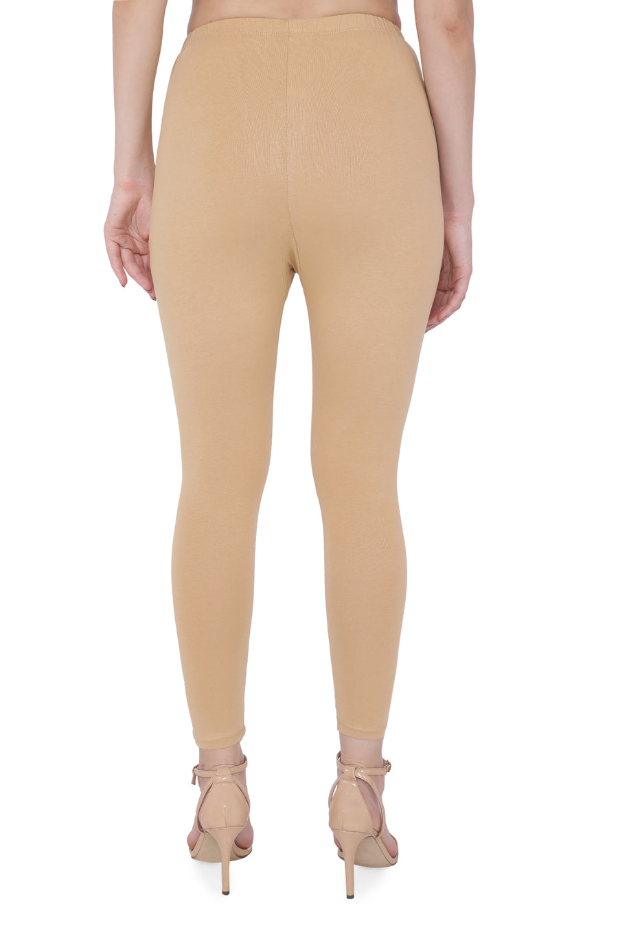 TRASA Women's Cotton Slim Fit Ankle Leggings - Beige