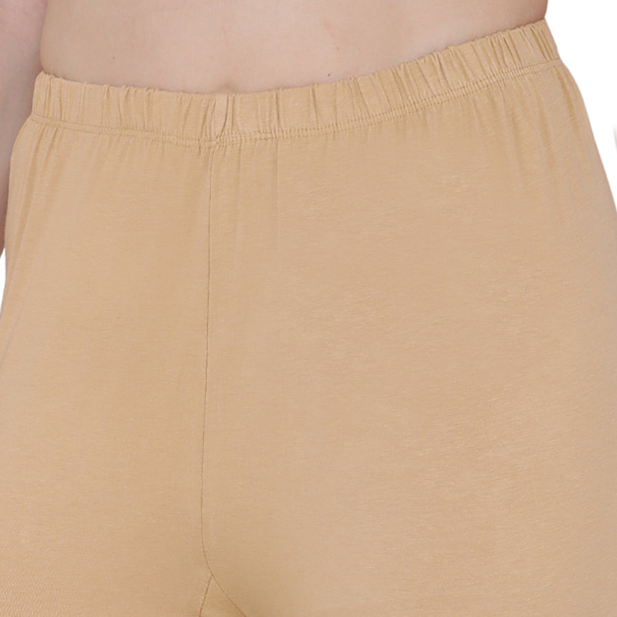 TRASA Women's Cotton Slim Fit Ankle Leggings - Beige