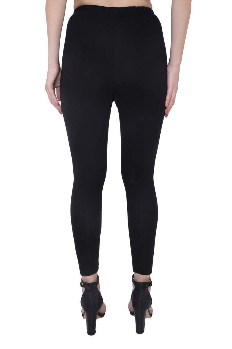 TRASA Women's Cotton Slim Fit Ankle Leggings - Black