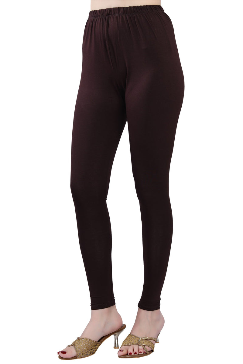 TRASA Women's Cotton Slim Fit Ankle Leggings - Brown