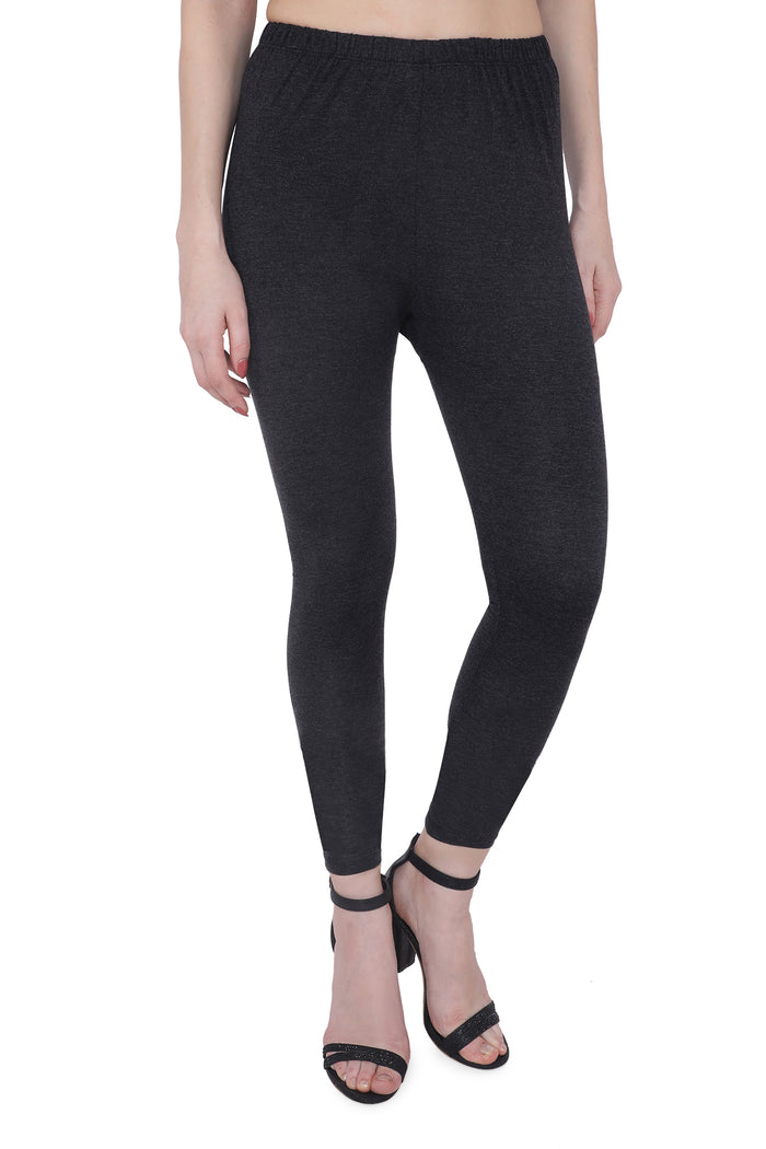 TRASA Women's Cotton Slim Fit Ankle Leggings - Grey