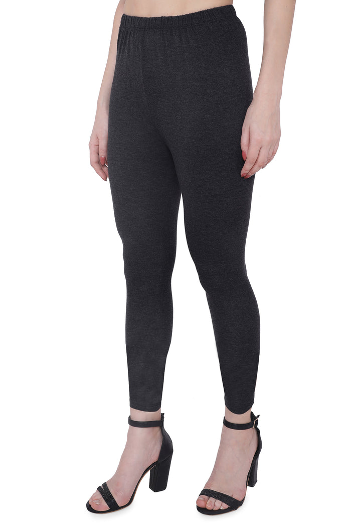 TRASA Women's Cotton Slim Fit Ankle Leggings - Grey