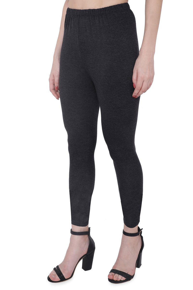 TRASA Women's Cotton Slim Fit Ankle Leggings - Grey