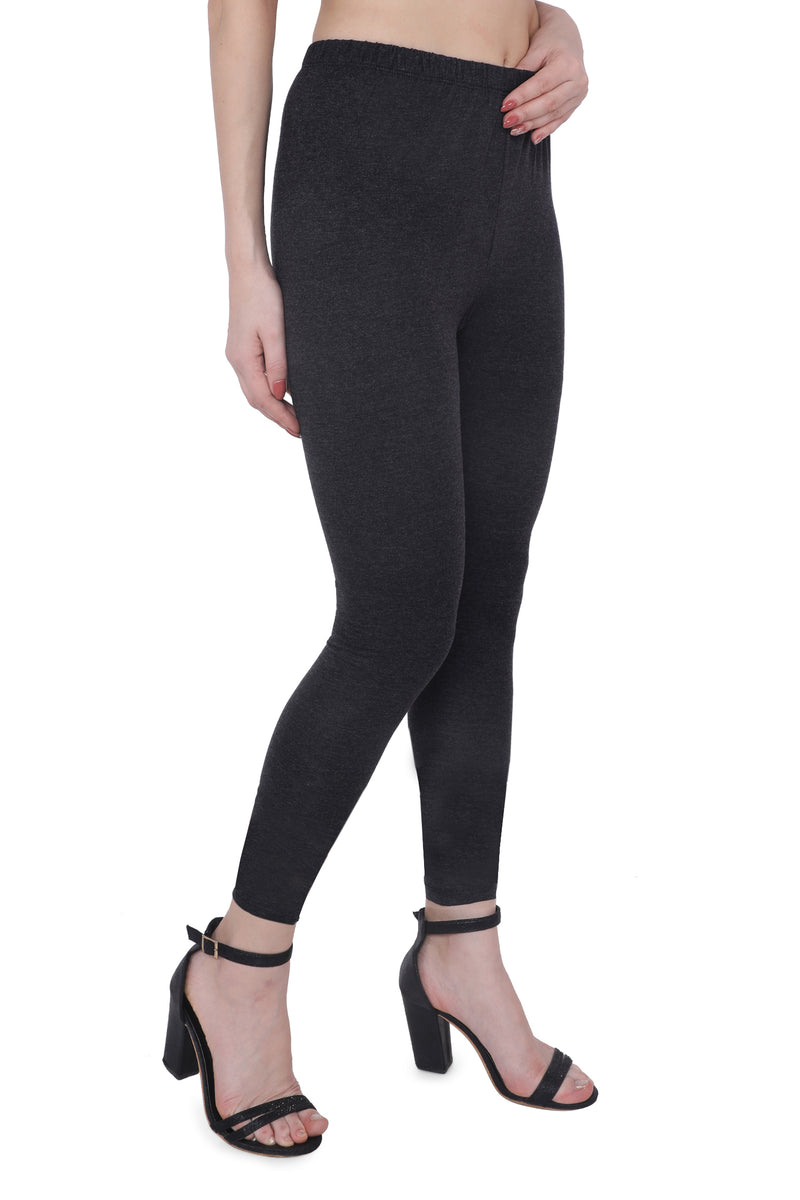 TRASA Women's Cotton Slim Fit Ankle Leggings - Grey