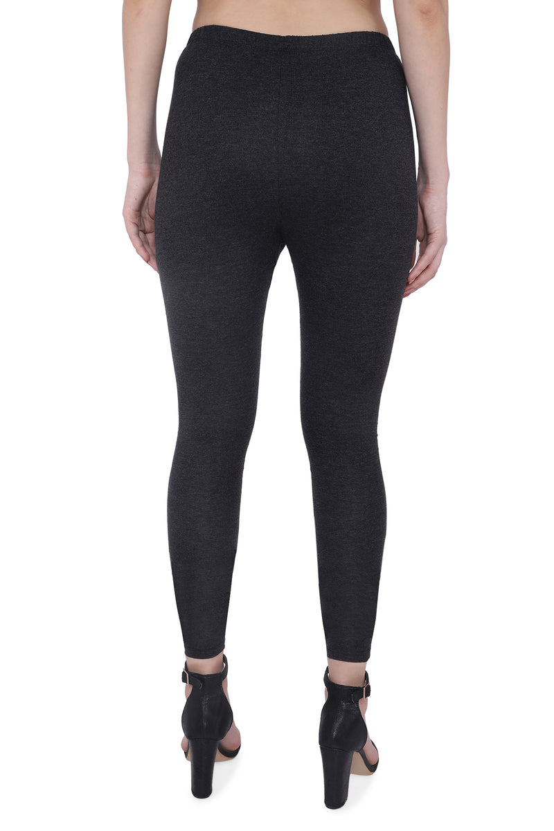 TRASA Women's Cotton Slim Fit Ankle Leggings - Grey