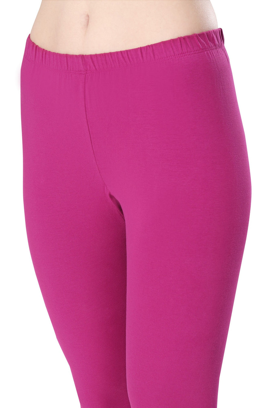 TRASA Women's Cotton Slim Fit Ankle Leggings - Dark Pink