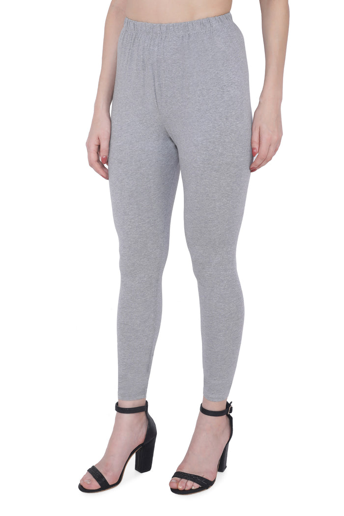 TRASA Women's Cotton Slim Fit Ankle Leggings - Light Grey