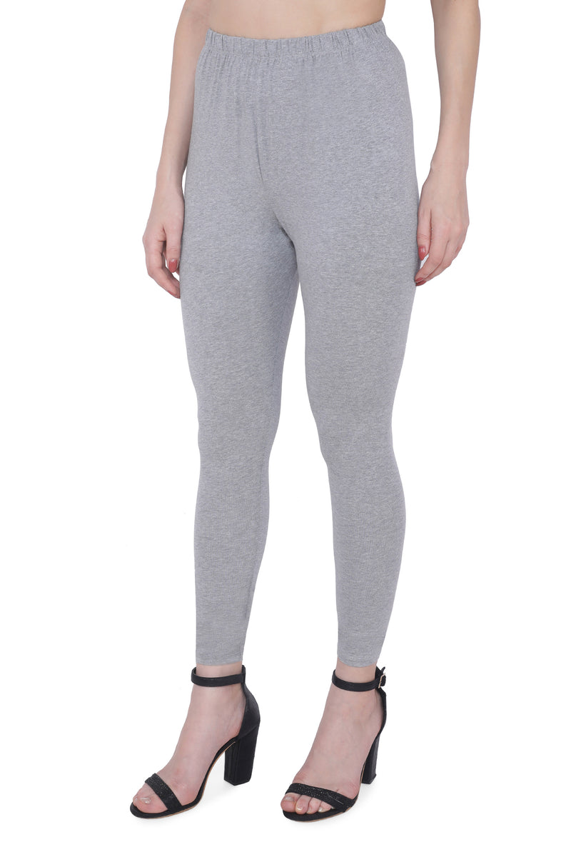 TRASA Women's Cotton Slim Fit Ankle Leggings - Light Grey