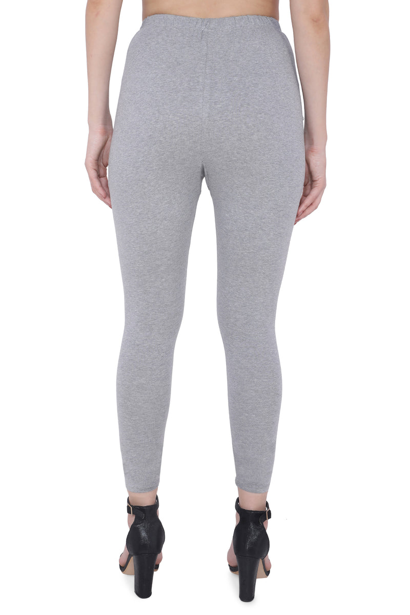 TRASA Women's Cotton Slim Fit Ankle Leggings - Light Grey