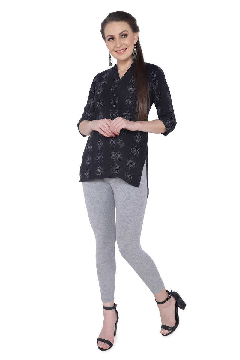 TRASA Women's Cotton Slim Fit Ankle Leggings - Light Grey