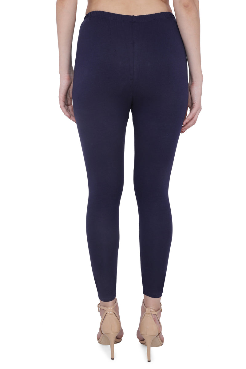 TRASA Women's Cotton Slim Fit Ankle Leggings - Navy Blue