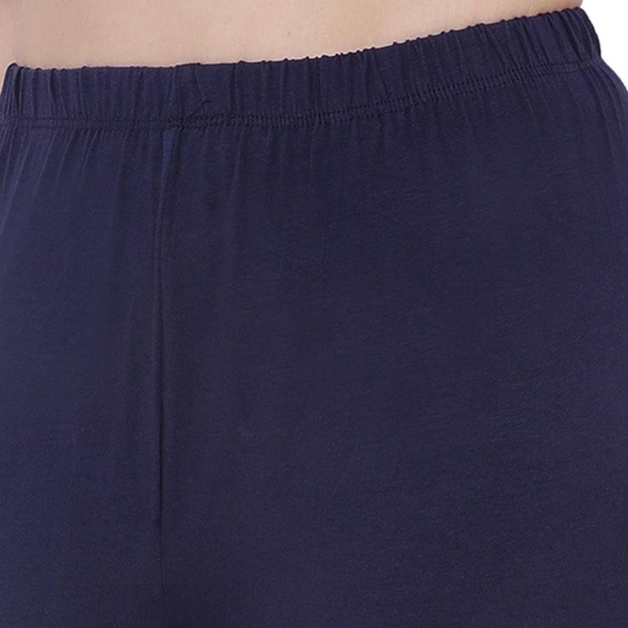 TRASA Women's Cotton Slim Fit Ankle Leggings - Navy Blue