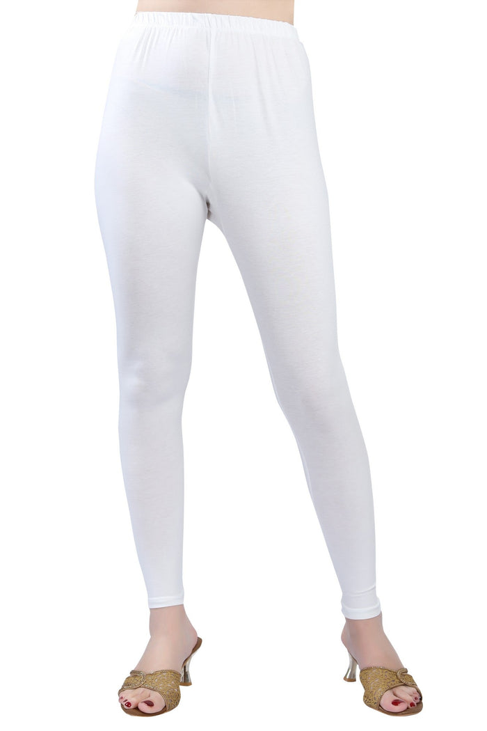 TRASA Women's Cotton Slim Fit Ankle Leggings - Off-White